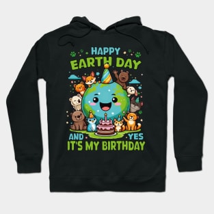 Happy Earth Day It's My Birthday Born On Earth Day 2024 Boys Girls Hoodie